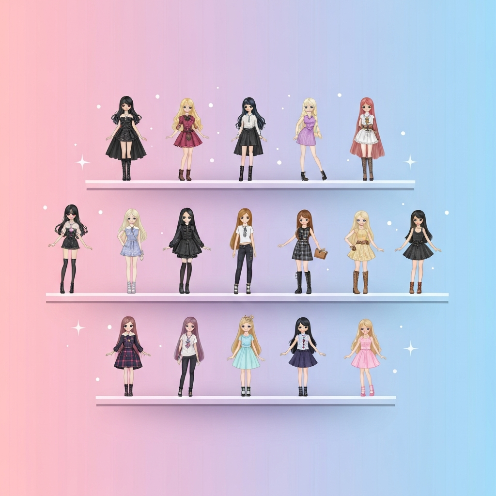 Different Azone doll lines including EX Cute, Pure Neemo, and Iris Collect displayed together