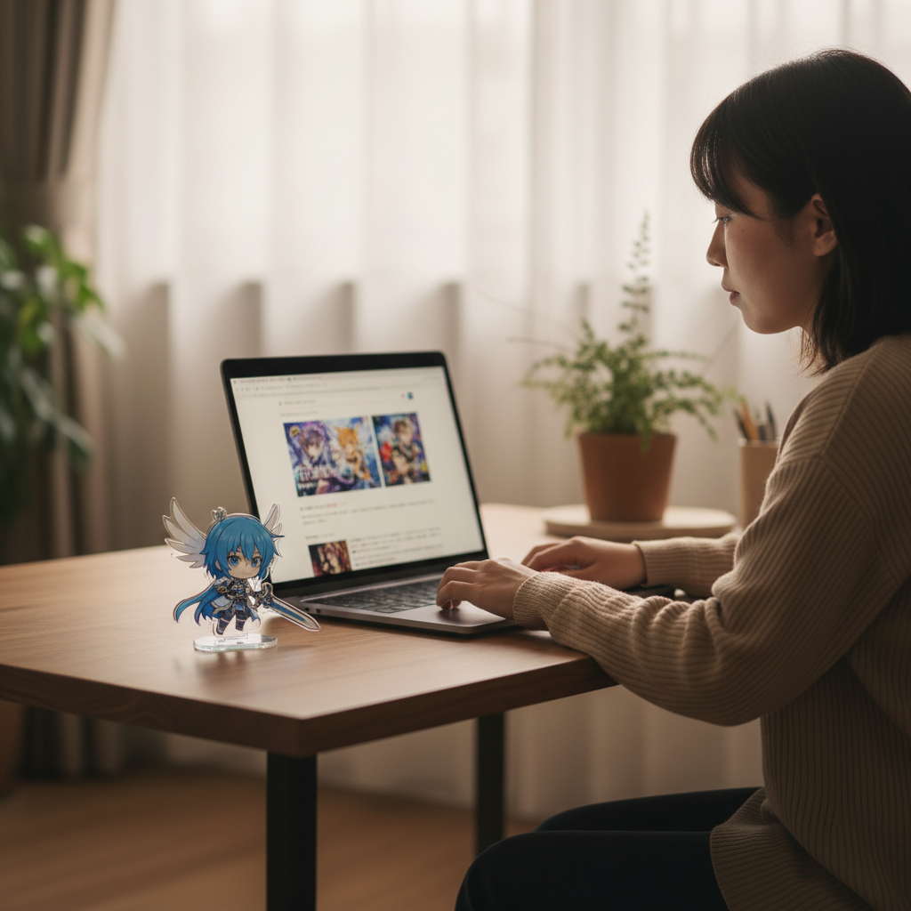 Using a proxy service to shop for exclusive Genshin Impact merchandise online from Japanese retailers.