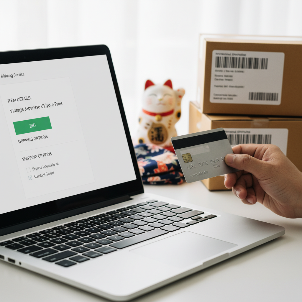Proxy bidding service facilitating international payment and shipping for Yahoo Japan Auctions purchases.