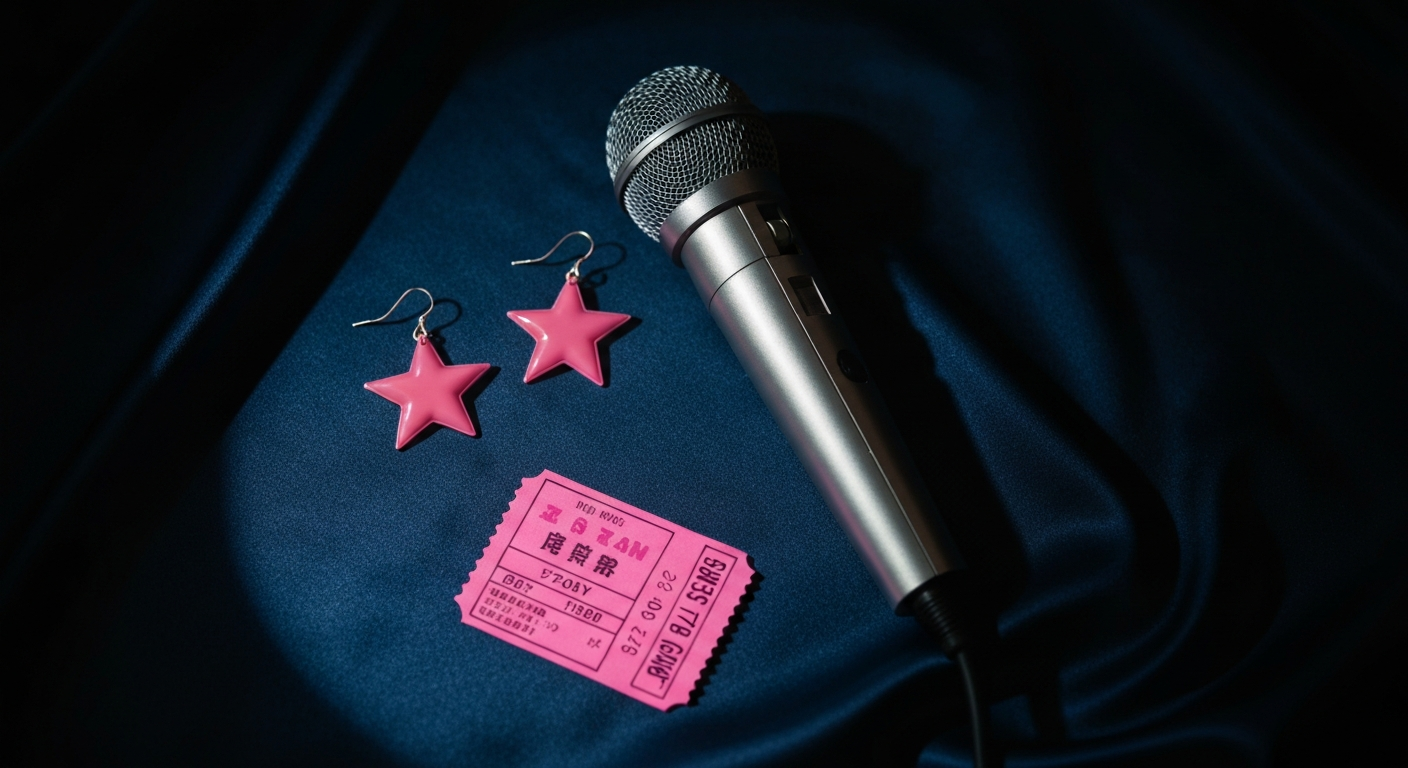 Oshi no Ko Ai Hoshino idol stage microphone and star earring flat lay