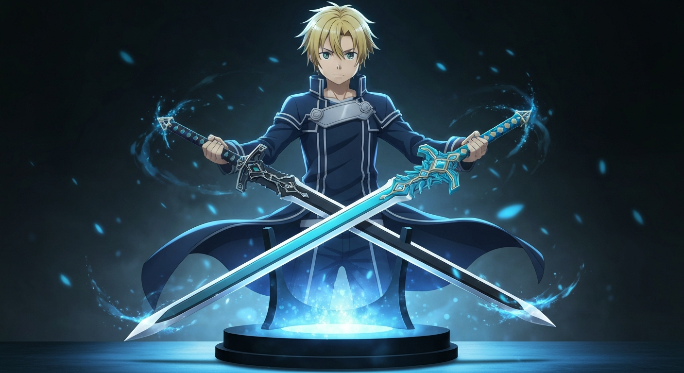 Sword Art Online Elucidator and Dark Repulser dual sword display