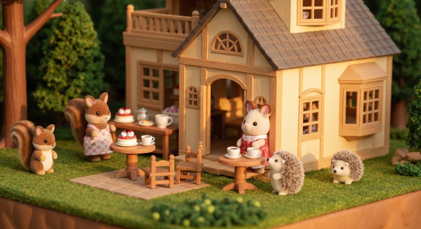 Sylvanian Families Japan exclusive Forest Cafe diorama with rare figures