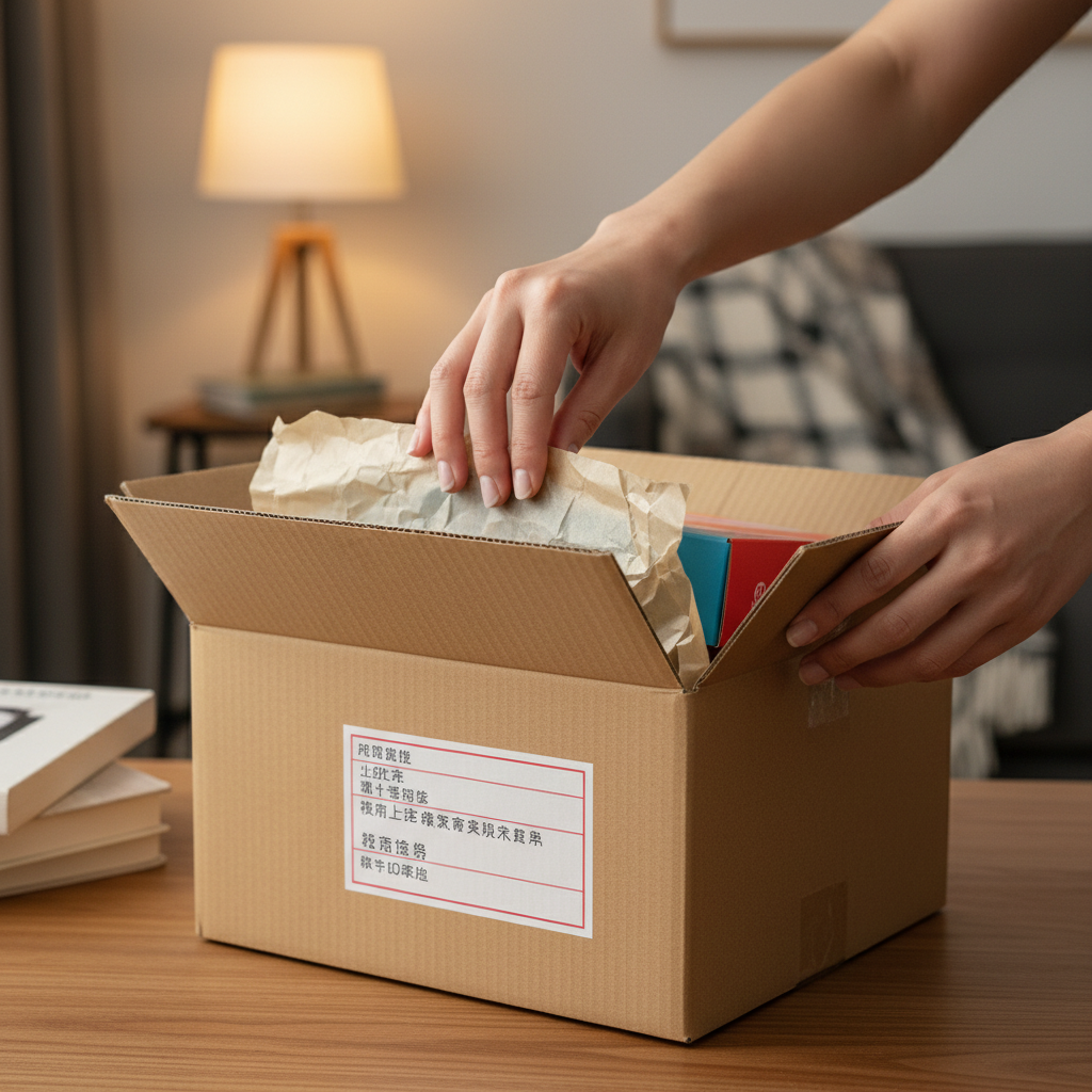 Hands carefully unboxing a package with Japanese shipping labels, revealing a new pair of Japan-exclusive Nike Air Force