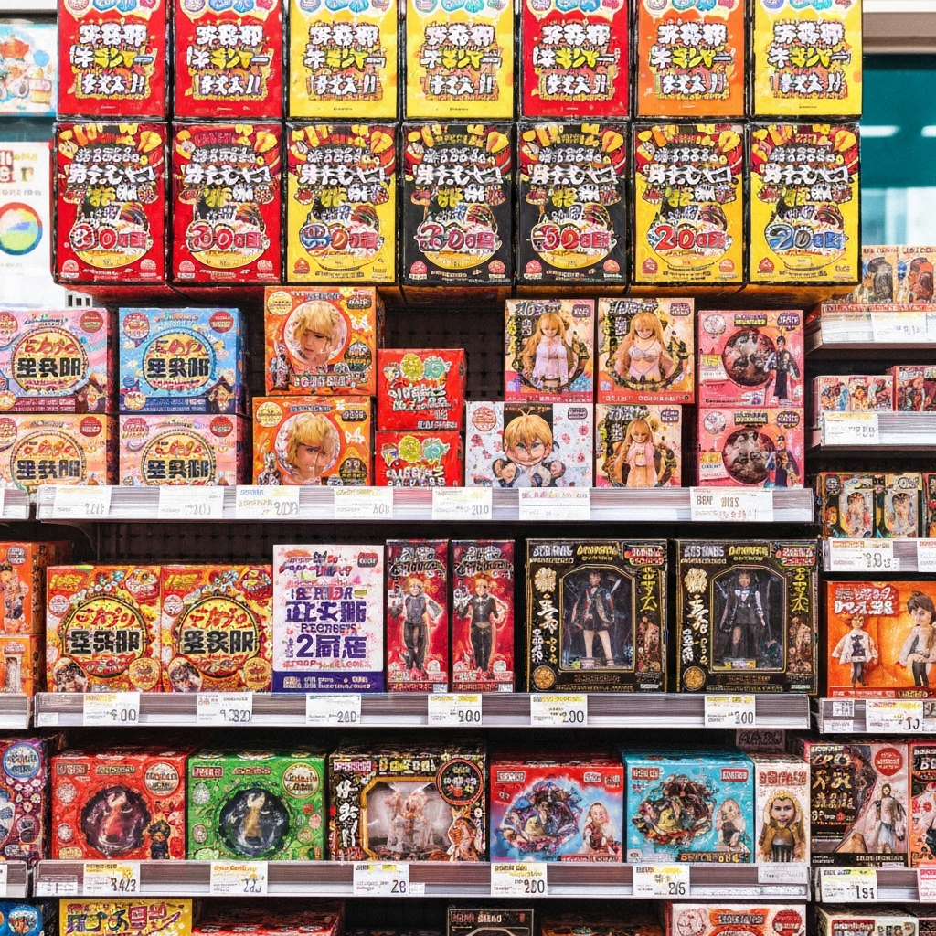 Japanese lottery prize boxes anime figure kuji display