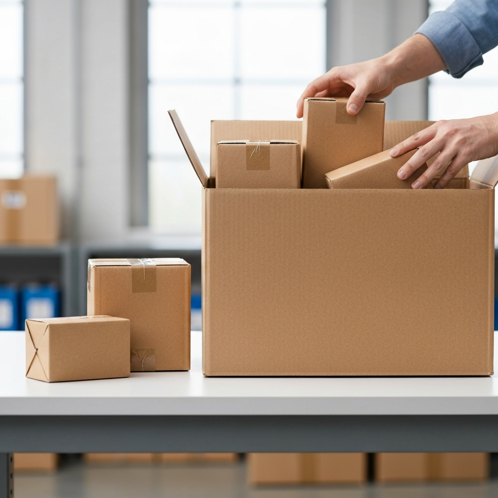 Consolidating small parcels into one carton to cut shipping cost