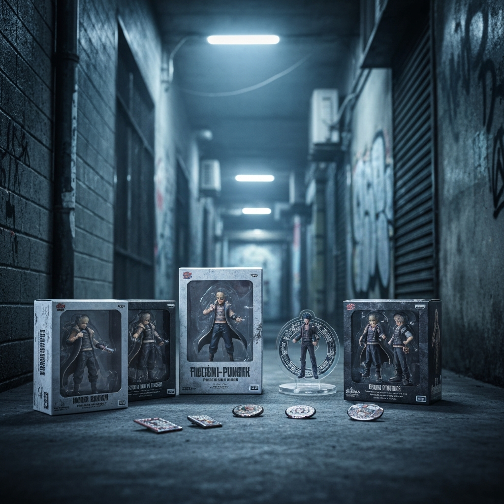 Gritty urban action anime merchandise figures and pins collection