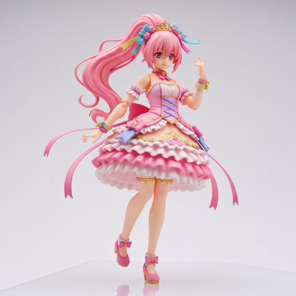 Pink haired gyaru anime cosplay figure in detailed costume
