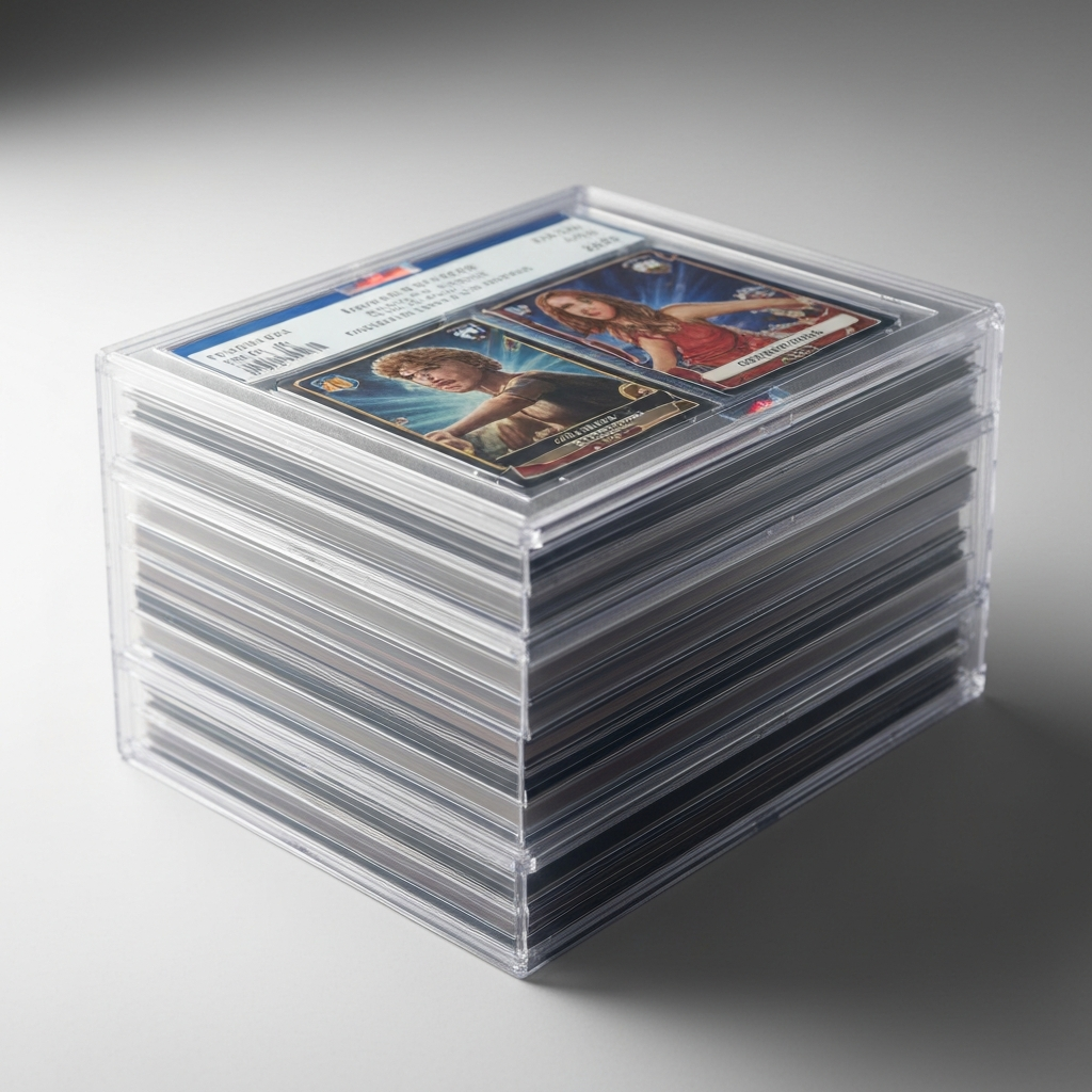 Professionally graded trading cards sealed in protective plastic slabs