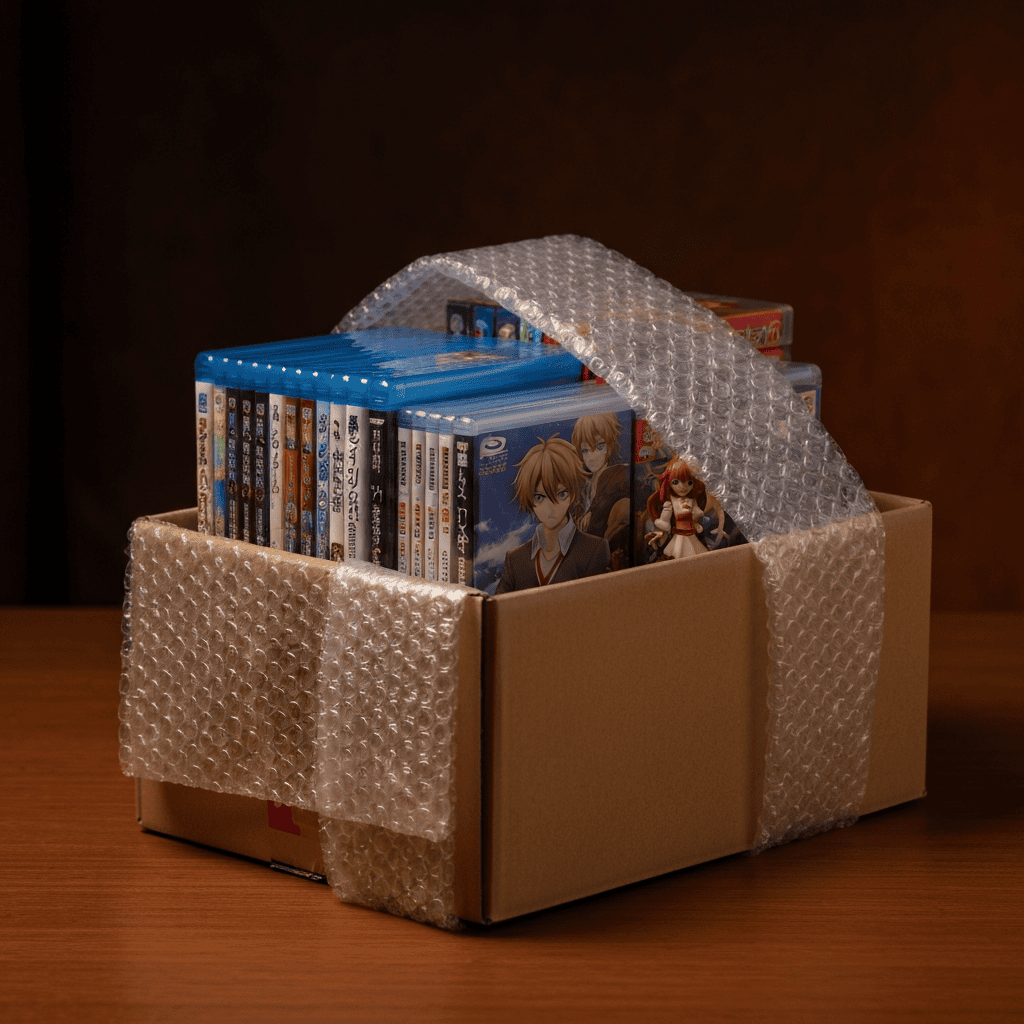 Packing Ufotable anime Blu-rays and merch into a Japan parcel