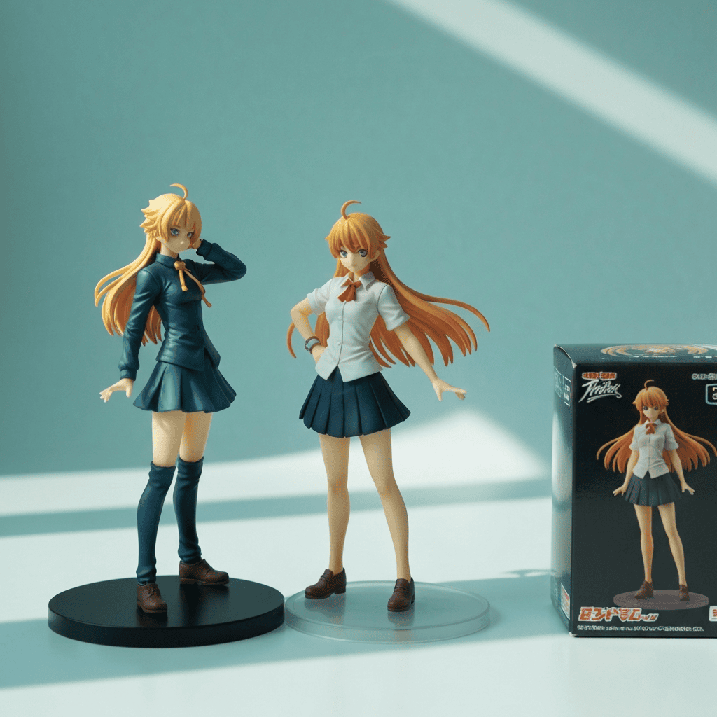 Comparing official prize and second-hand Miku merch figures on a table