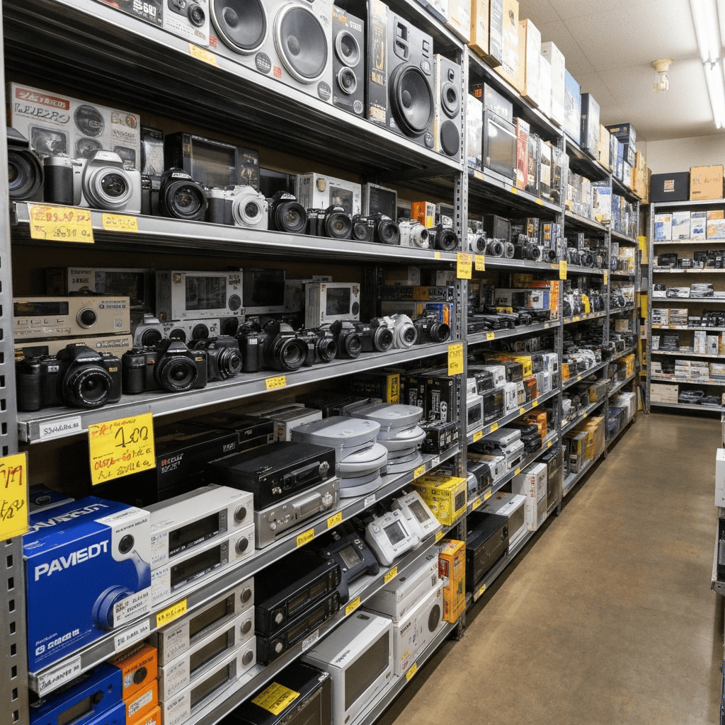 aisle of a Japanese second-hand electronics store
