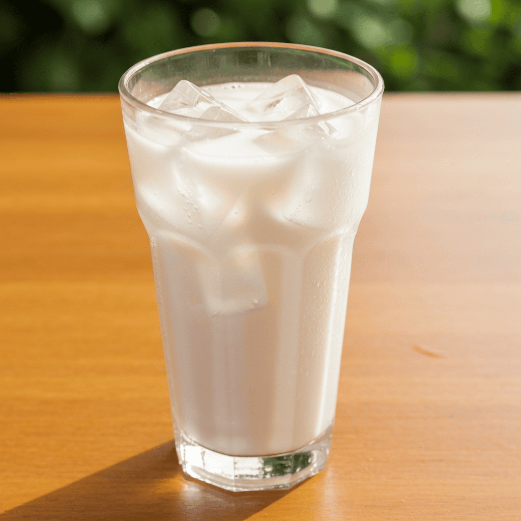 glass of chilled milky Japanese soft drink