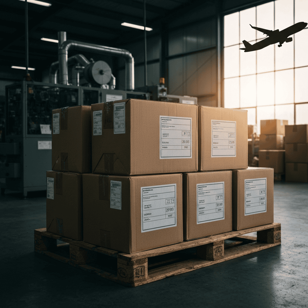 international parcels ready to ship from a warehouse