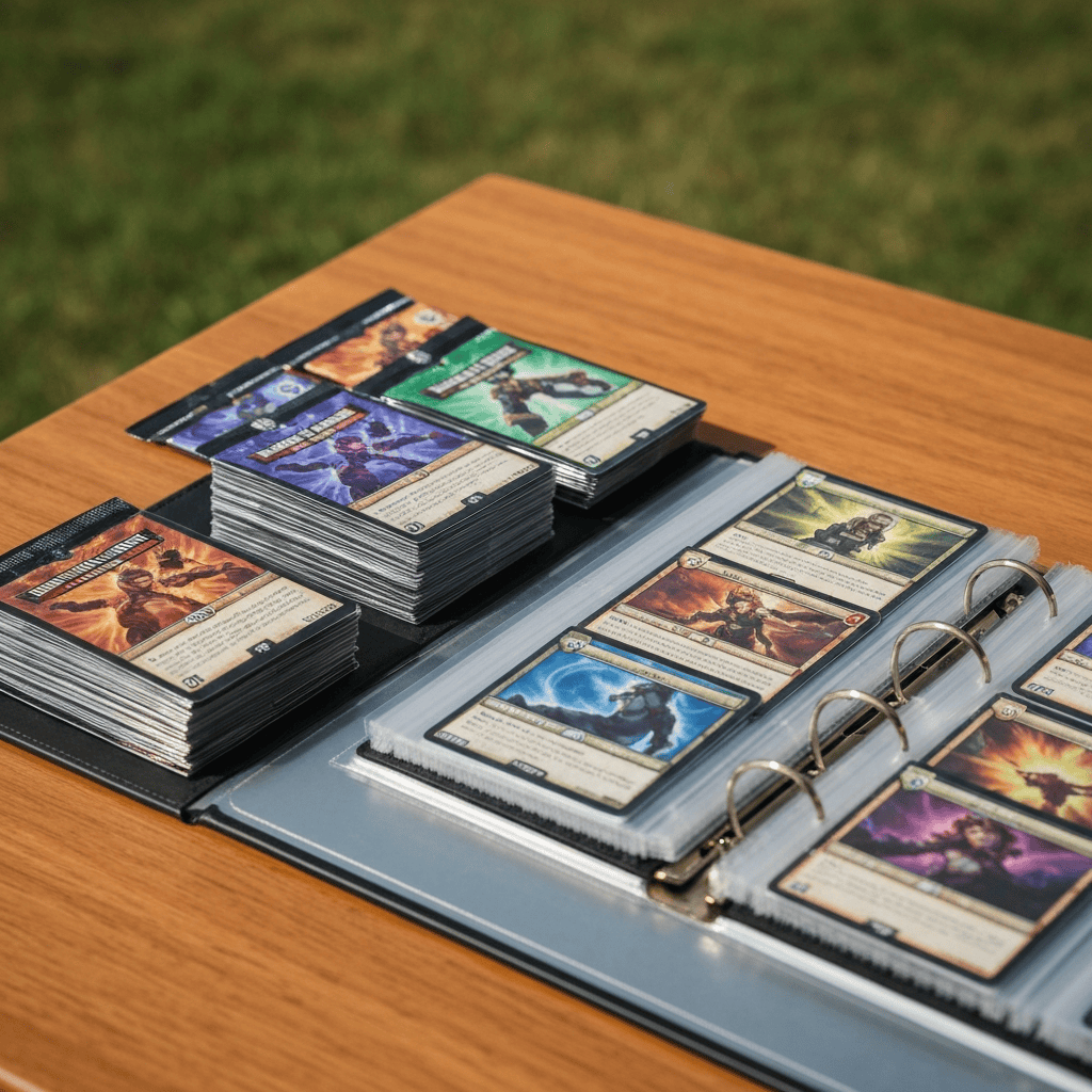trading card booster packs and collector binder