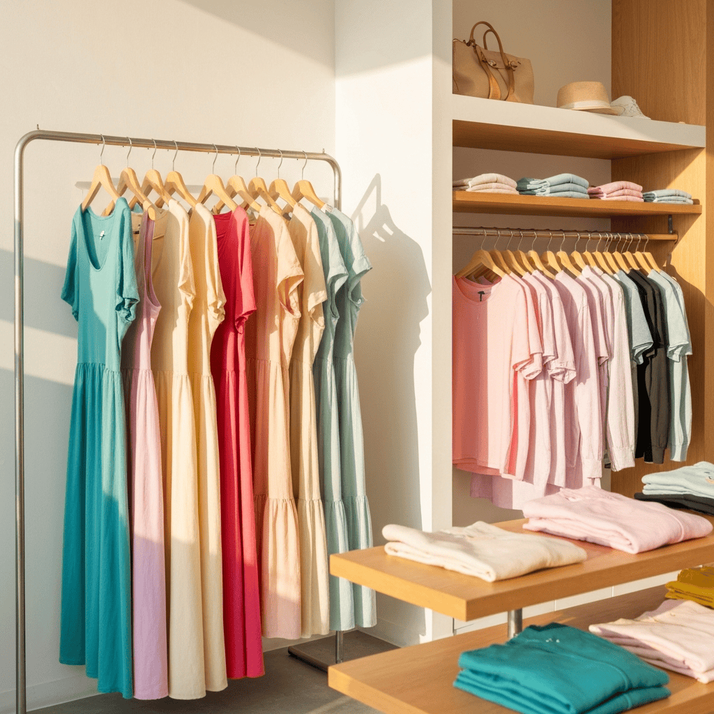 Japanese summer fashion boutique clothing rack